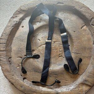 Unbranded black silk leather men's suspenders braces dapper formalwear preppy